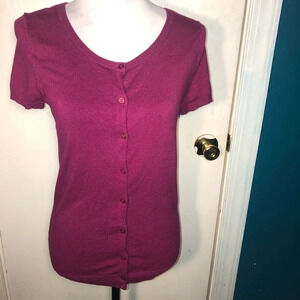 Isabella Rodriguez, S, Cardigan sweater short sleeve magenta color 80% viscose